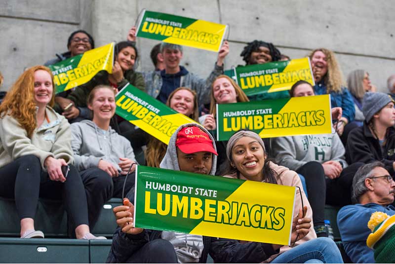 Students in Lumberjack Arena